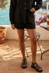 Cheese Cloth Elasticated Waist Knotted Shorts