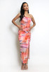 Ruched Tie Dye Bandeau And Maxi Skirt Co-Ords