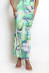 Ruched Tie Dye Side Slit Maxi Skirt