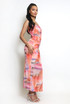 Ruched Tie Dye Side Slit Maxi Skirt