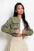 Ruched Cargo Pocketed Bomber Jacket