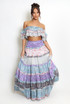 Boho Print Ruffle Crop Bardot Top And Maxi Skirt Set