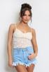 Floral Lace Pleated Crop Tops