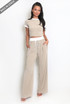 Ribbed T-Shirt And Wide Leg Trouser Set