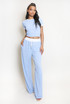 Ribbed T-Shirt And Wide Leg Trouser Set