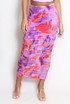 Watercolour Print Mesh Maxi Skirt