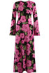  Floral Print Flute Sleeve Maxi Dress