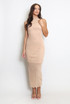 Textured High Neck Maxi Dress