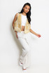 Textured Tassel Trim Waist Coat