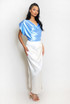 Pleated Satin Wrap Up Midi Skirt