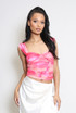 Ruched Tie Dye Mesh Tops