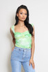 Ruched Tie Dye Mesh Tops