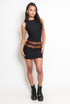 Double Belted Round Neck Mini Dress