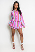 Stripe Print Blouse And Frill Skort Set (PRE ORDER)