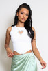 Diamante Heart Trim Crop Tops