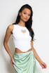 Diamante Heart Trim Crop Tops