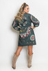 Printed V Neck Kaftan Smock Dress