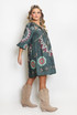 Printed V Neck Kaftan Smock Dress