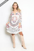 Printed V Neck Kaftan Smock Dress