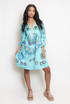 Printed V Neck Kaftan Smock Dress