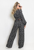 Printed Tie Front Crop Top And Wide Leg Trouser Set