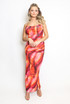 Tie Dye Print Ruched Top And Maxi Skirt Set