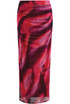 Tie Dye Print Side Ruched Maxi Skirt