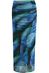 Tie Dye Print Side Ruched Maxi Skirt