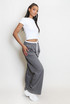 White Waistband Tailored Wide Leg Trouser 