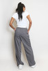 White Waistband Tailored Wide Leg Trouser 