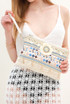 Blue Embroidered Boho Clutch Bag 