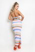 Stripe Print Cowl Neck Top And Maxi Skirt Set