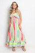 Striped Front Knotted Bandeau Maxi Dress