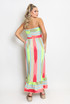 Striped Front Knotted Bandeau Maxi Dress