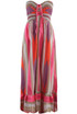 Striped Front Knotted Bandeau Maxi Dress