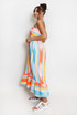 Striped Front Knotted Bandeau Maxi Dress