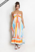 Striped Front Knotted Bandeau Maxi Dress