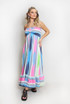 Striped Front Knotted Bandeau Maxi Dress