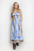 Striped Front Knotted Bandeau Maxi Dress