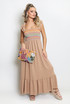 Square Neck Shirred Maxi Dress