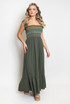 Square Neck Shirred Maxi Dress