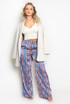 Multicolour Stripe Print Wide Leg Trouser