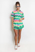 Zig Zag Print Collared Blouse And Frill Skort Set