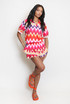 Zig Zag Print Collared Blouse And Frill Skort Set