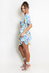 Printed V Neck Frilled Mini Dress