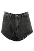 Frayed Hem Acid Wash Denim Shorts