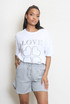 Love Slogan Round Neck Tees And Shorts Set