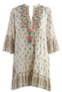 Boho Print Embellished Smock Dress