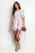 Striped Tie Front Smock Blouse And Shorts Set 