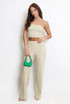 Space Dye Knit Crop Top And Wide Leg Trouser Set 